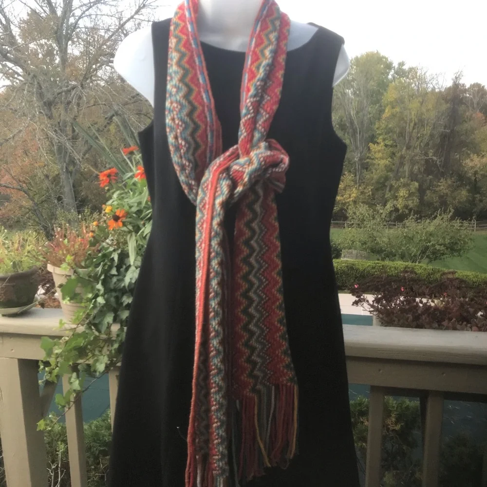 NEW Fancy woven long chevron pattern long colorful scarf with fringe